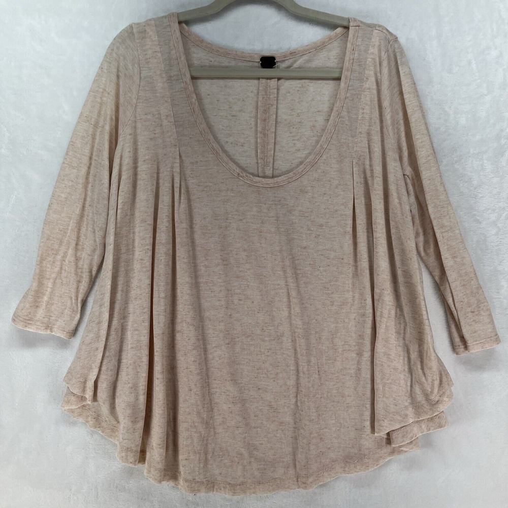 Free People We The Free Pink Tambourine Swing Jersey‎ Knit Blouse Sz Small Linen